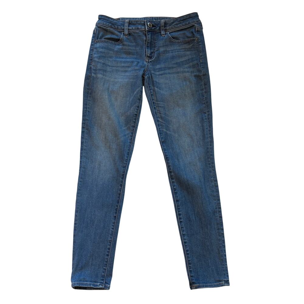American Eagle Jegging Jeans Womens Size 6 Blue Stretch Denim Distressed Casual